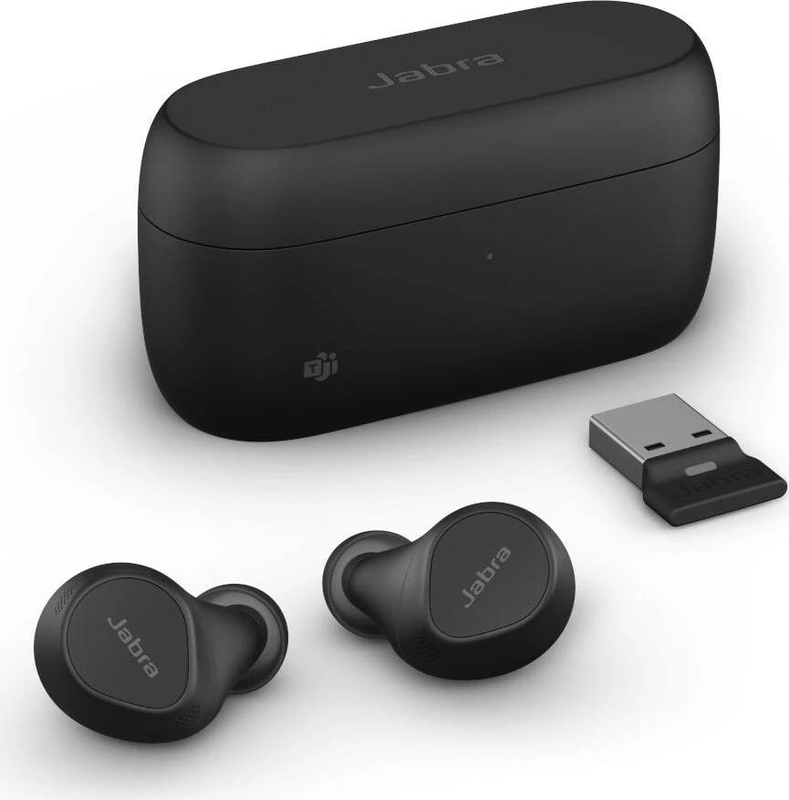 Jabra evolve2 buds ms true wireless earbuds anc 6-mic multisensor voice USB-a adapter bluetooth 5.2 ip57 black-null