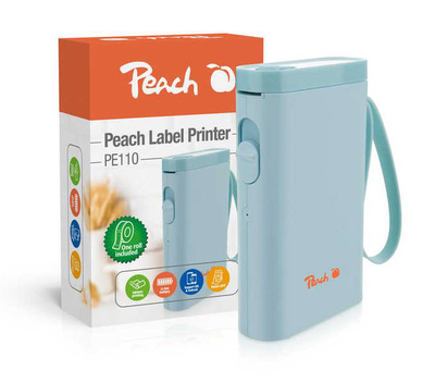 Peach pe110-bl portable label printer | 203 dpi | bluetooth | USB-c | blue, , medium