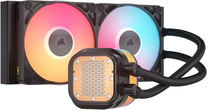Corsair icue link titan 240 rx lcd aio liquid CPU cooler 240mm 2x120mm rx120 rgb 2.1in 480x480 lcd black-null