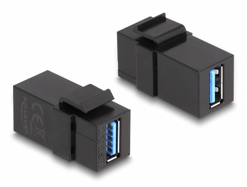 Delock keystone module USB 5GBps a female to a female black | 1:1 | keystone adapter-null
