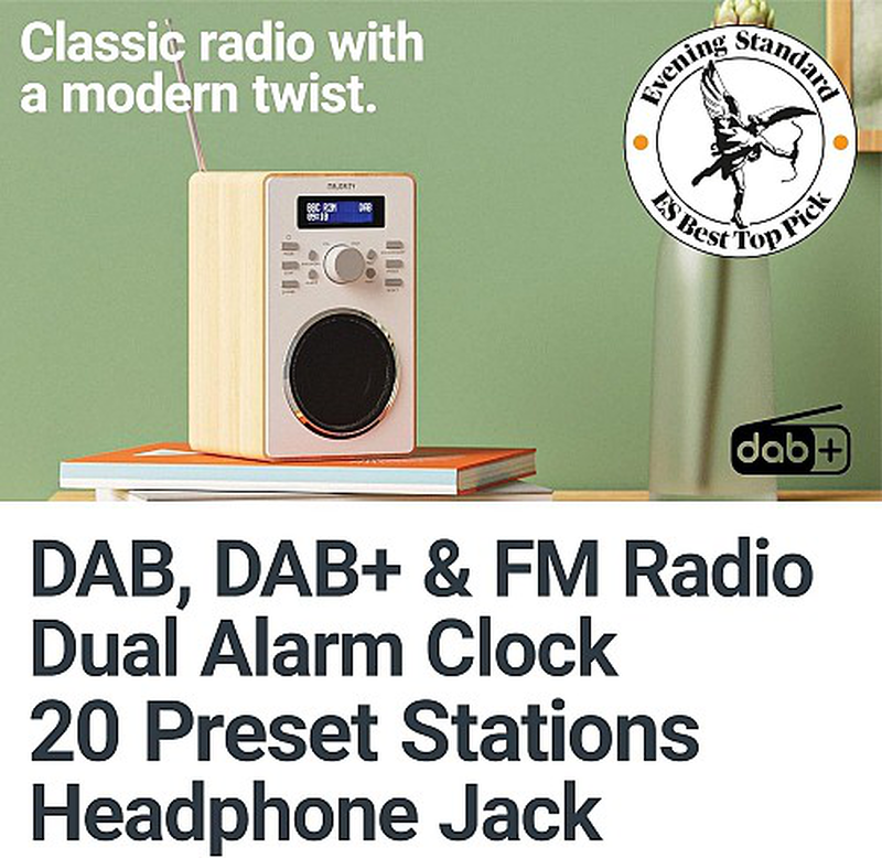 Majority barton radio digital fm,led display,dual alarms,snooze oak, , medium-null