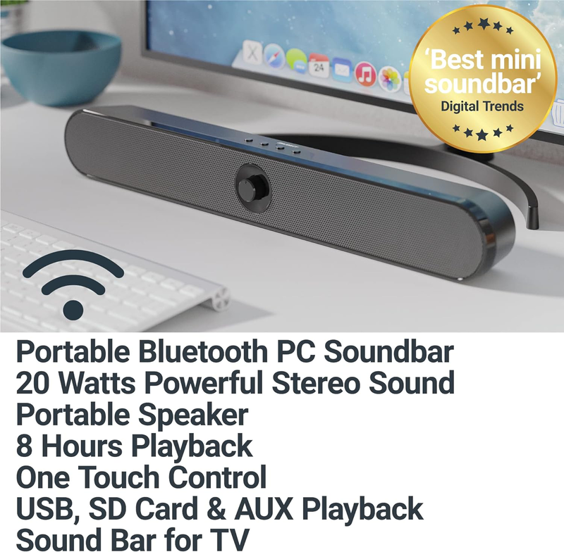 Majority pc speaker soundbar atlas pc 20w bt/USB, , medium-null