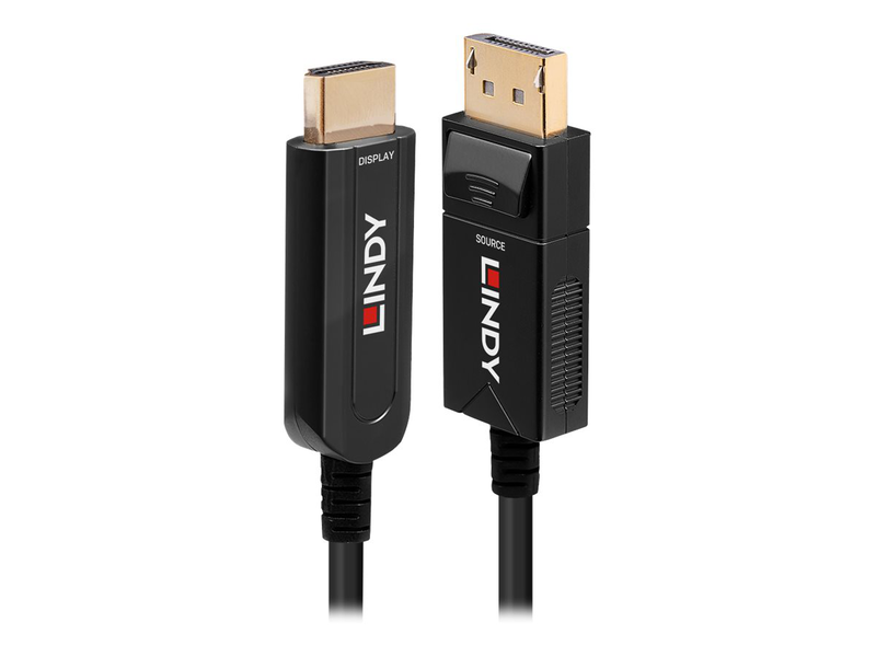 Lindy - adapter cable - displayport male to HDMI male - 20 m - hybrid copper/fibre optic - black - round, 4k support-null