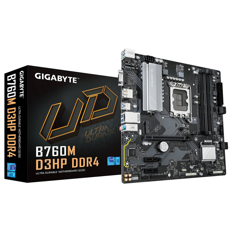 Gigabyte b760m d3hp ddr4 micro-atx motherboard lga 1700 intel b760 pcie 4.0 dual m.2 HDMI dp vga gbe black-null