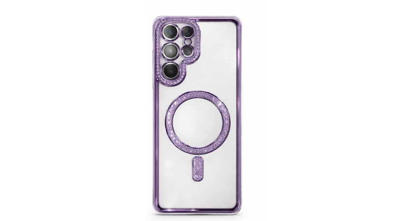 Glitter magnetic clear case with MagSafe for samsung s25 ultra &ndash; purple, , medium-null
