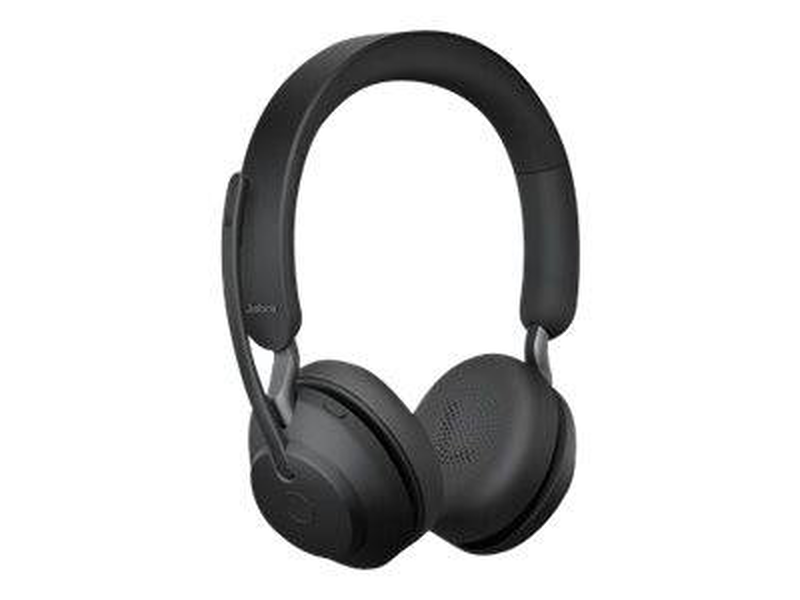 Jabra evolve2 65 uc stereo wireless on-ear bluetooth headset 37h battery USB-a link 380a charging stand 3-mic 360 busylight black-null