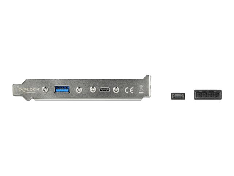 Delock slot bracket / USB panel / 19 pin USB 3.0 header, 20 pin USB 3.1 header to USB type a, 24 pin USB-c (f) / 5 / 20 v / 50 cm / black-null