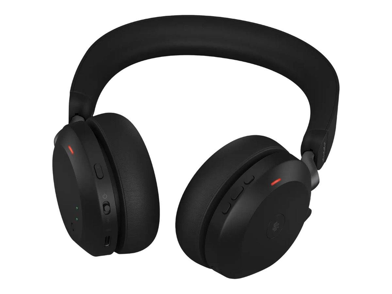 Jabra evolve2 75 / headset / on-ear / bluetooth / wireless, wired / active noise cancelling / USB-a / noise isolating / black / with charging stand / optimised for uc, , medium-null