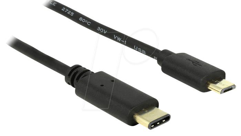 Delock - USB cable - USB-c (m) to micro-USB type b (m) - USB 2.0 - 3 a - 2 m - black-null