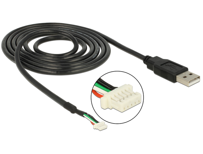 Delock camera plug v1.9 / USB internal to external adapter / 5 pin terminal block (p) to USB (m) / 1.5 m / black / for p/n: 96366, 96381-null
