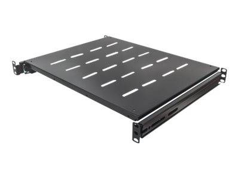 Intellinet 19" sliding shelf, 1u, for 600 to 800mm depth cabinets & racks, shelf depth 350mm, black / rack shelf / black, ral 9005 / 1u / 19", , medium-null