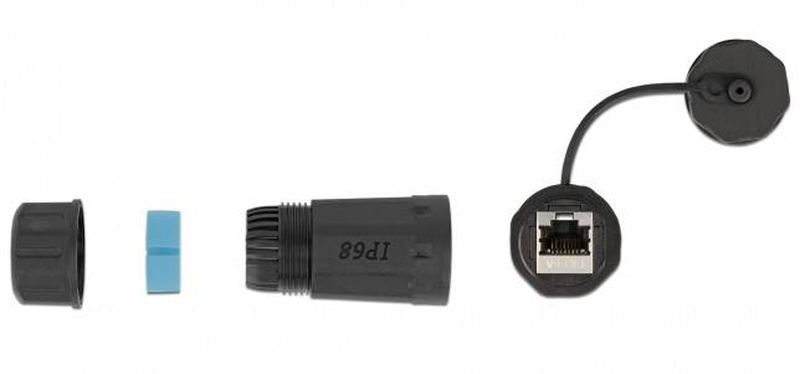 Delock rj45 to rj45 coupler cat.6a stp ip68 | black-null