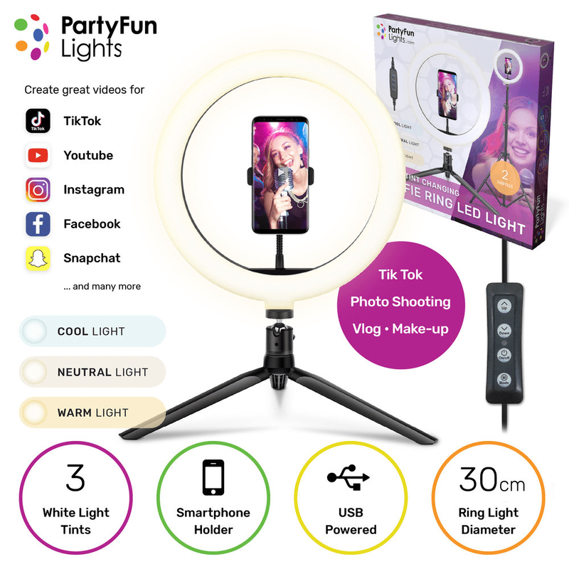 Selfie ring led light 30 cm - tripod-null