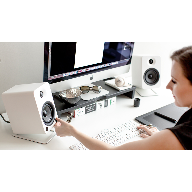 Kanto s4w angled desktop speaker stands for midsize speakers - white, pair-null