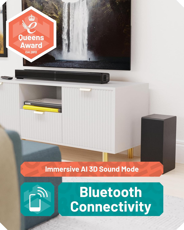 Majority soundbar sb80 xtra split 2in1 bar/speakers 200w 2.1 with sub,bt,HDMI,USB (oakcastle), , medium-null