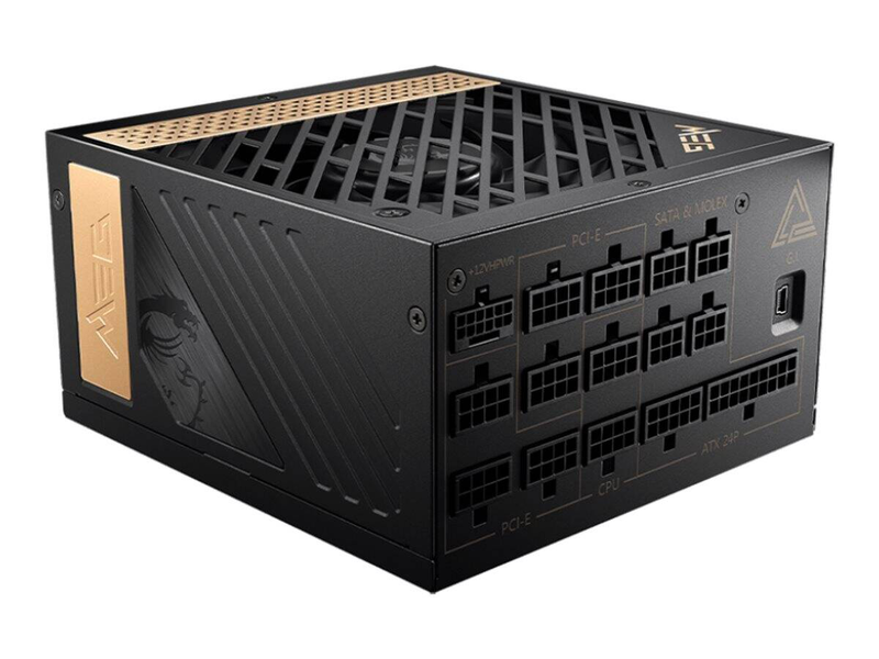 Msi meg ai1300p pcie5 - power supply (internal) - atx12v / eps12v - 80 plus platinum - ac 100-240 v - 1300 watt - active pfc, , medium-null