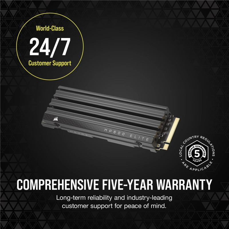 2TB m.2 SSD nvme corsair mp600 elite Gen.4 7000mb/s read / 6500mb/s write with heatsink PS5 compatible  (cSSD-f2000GBmp600ehs)-null