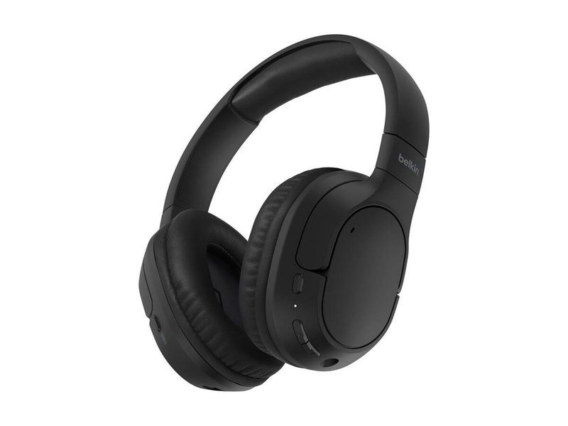 Belkin soundform surround - headphones with mic - full size - bluetooth - wireless, wired - USB-c, 3.5 mm jack - black, , medium-null