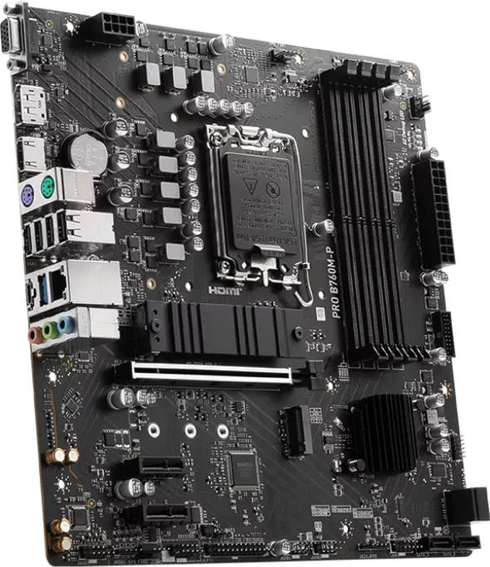 Msi pro b760m-p | intel b760 | lga1700 | micro atx | ddr5 | pcie 4.0 x16 | 2&times; m.2 Gen4 | HDMI + vga | gigabit lan, , medium-null