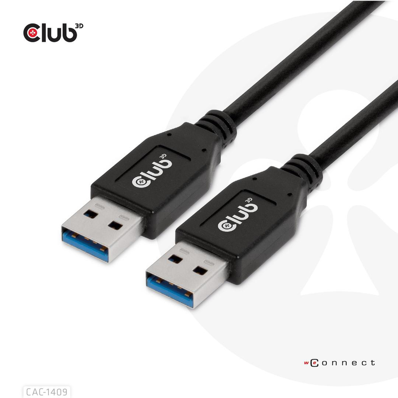 Club3d USB type-a Gen2(10g) cable, 3a m/m 0.5m / 1.64 ft / 0.5 m / USB a / USB a / USB 3.2 Gen 2 (3.1 Gen 2) / 10GBit/s / black-null