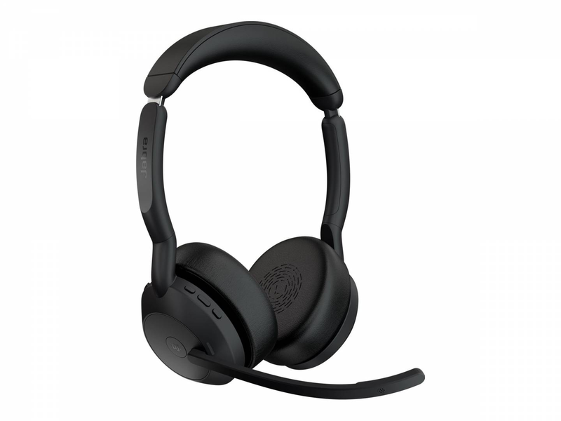 Jabra evolve2 55 ms stereo wireless on-ear headset anc bluetooth 5.2 USB-a link 380a charging stand microsoft teams black-null