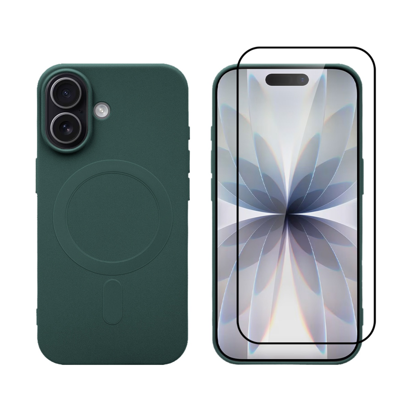 iPhone 17 MagSafe silicone case & full face glass green-null