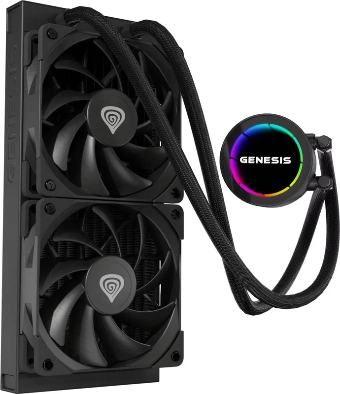 Genesis hydria 240 nlg-2318 240mm aio liquid CPU cooler dual 120mm fdb fans 250w tdp black-null