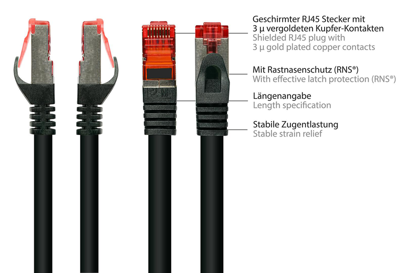 Good connections - patch cable - rj-45 (m) to rj-45 (m) - 50 cm - sftp - cat 6 - black-null