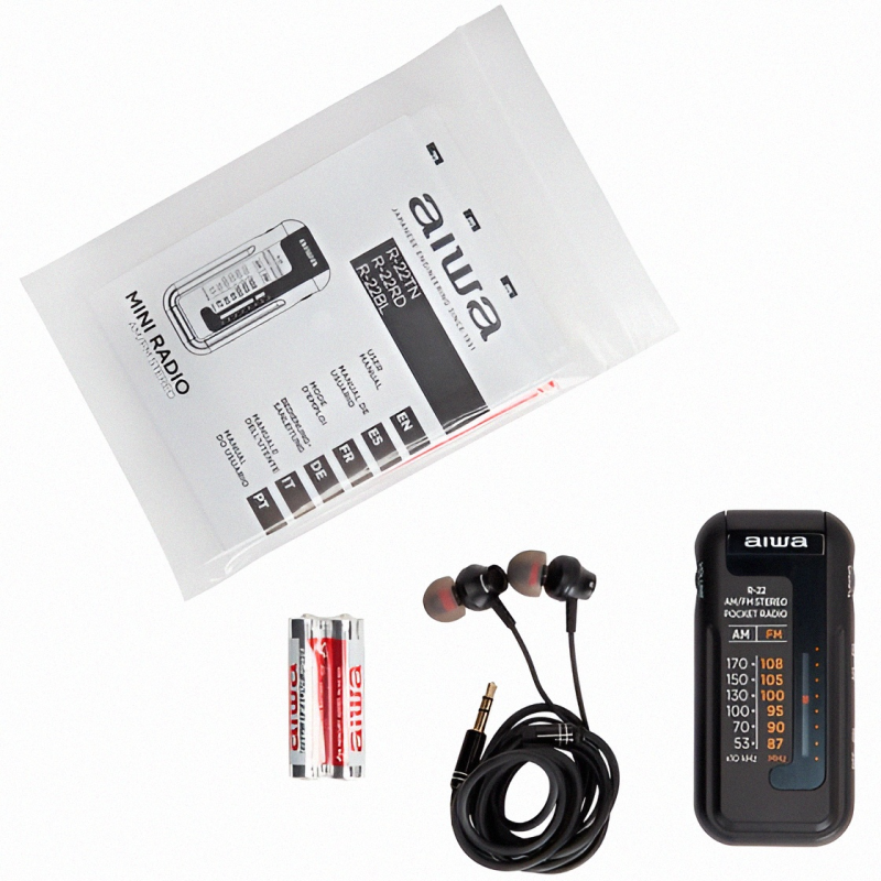 Portable pocket radio aiwa r-22bk - black, , medium-null
