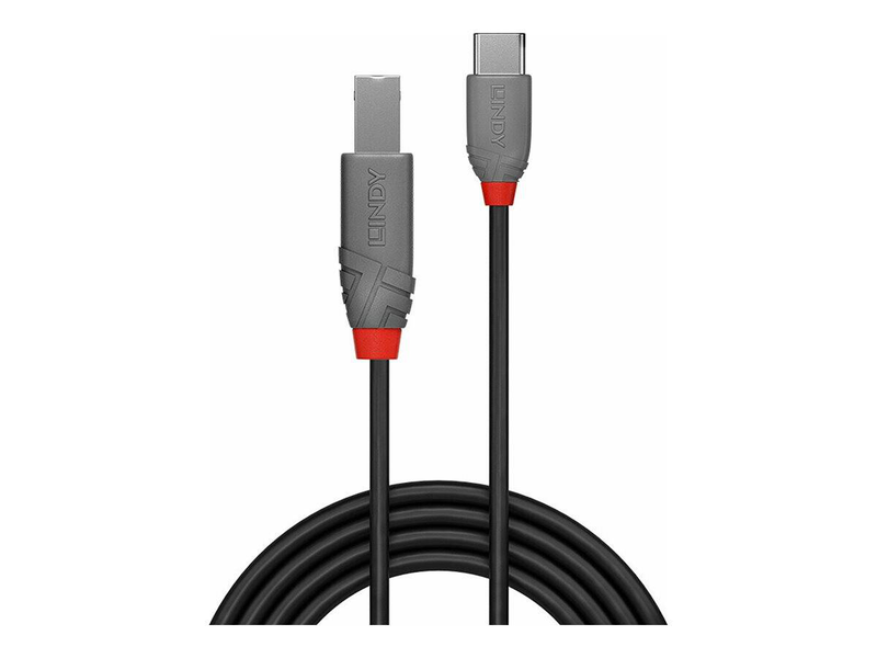 Lindy anthra line / USB cable / 24 pin USB-c (m) to USB type b (m) / USB 2.0 / 2 m / black-null