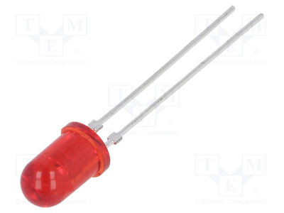 Led 5mm red 2-3v 10-50mcd  x2p, , medium