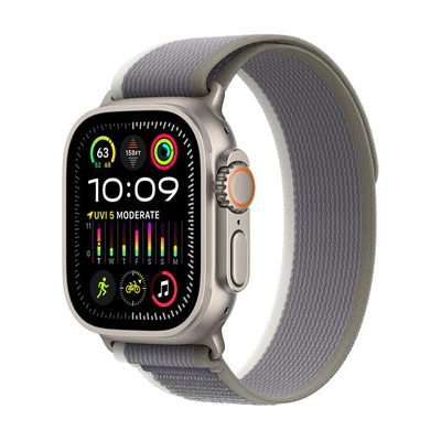 Watch ultra 2 GPS + cellular 49mm titanium case with green/gray trail loop s/m