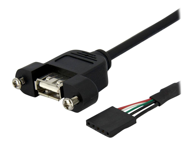 Startech  USBpnlafhd3 90cm panel mount USB 2.0 a to motherboard header cable f/f black-null