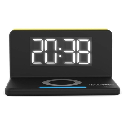 Realpower chargeair / digital alarm clock / rectangle / black / 10 w / china / led / charger / 9v-block, , medium