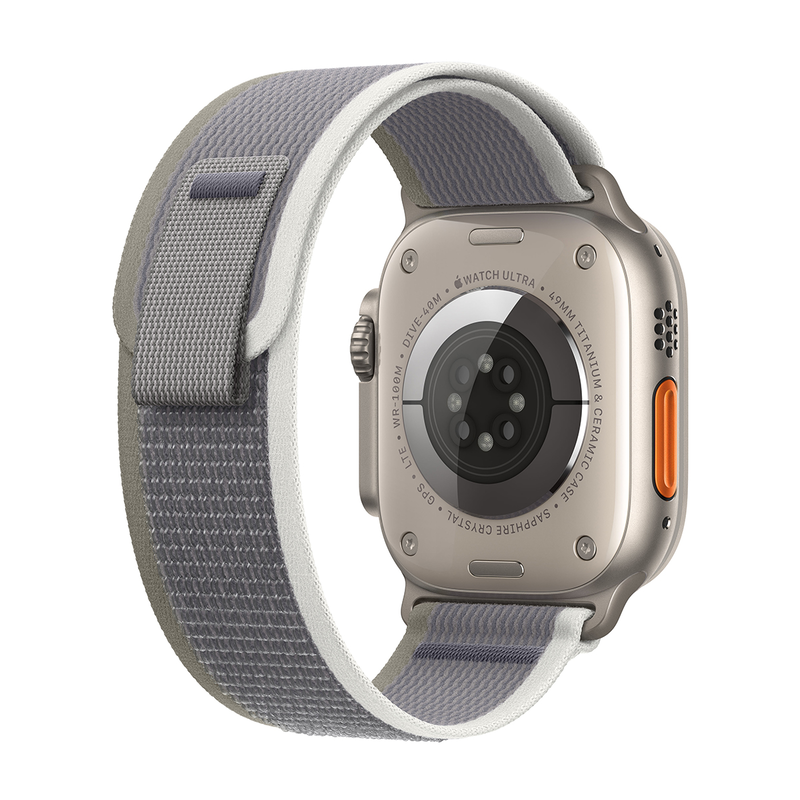 Watch ultra 2 GPS + cellular 49mm titanium case with green/gray trail loop s/m image number null