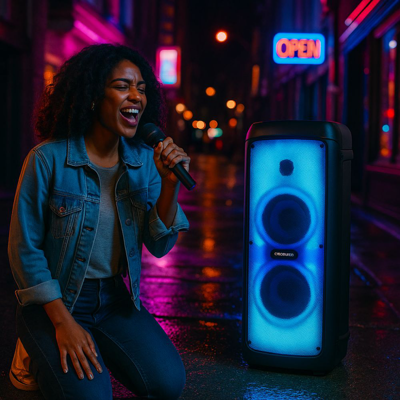 Crystal audio prt14 bluetooth party speaker 80w &mu;&epsilon; led &phi;&omega;&tau;&iota;&sigma;&mu;ό & &alpha;&sigma;ύ&rho;&mu;&alpha;&tau;&omicron; &mu;&iota;&kappa;&rho;ό&phi;&omega;&nu;&omicron; karaoke, , medium-null