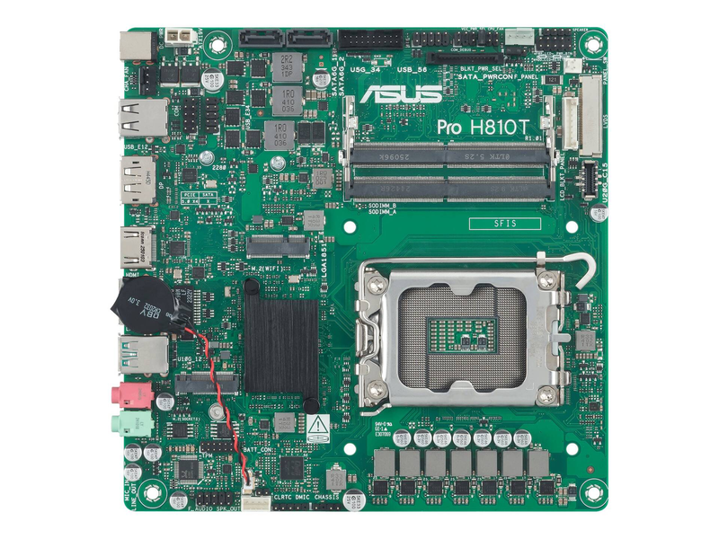 Asus pro h810t-csm motherboard thin mini itx lga1851 intel h810 ddr5 so-dimm pcie 5.0 m.2, , medium-null