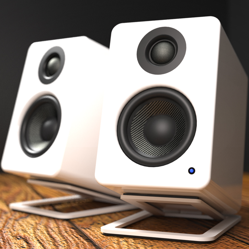 Kanto s2w angled desktop speaker stands for small speakers - white, pair-null