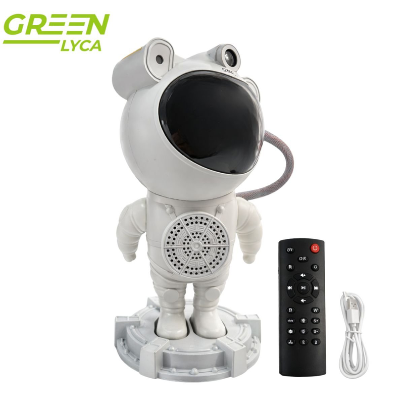 Green lyca astronaut wireless speaker projector with color changing, 360&deg; rotation & remote control ages 3+, , medium-null