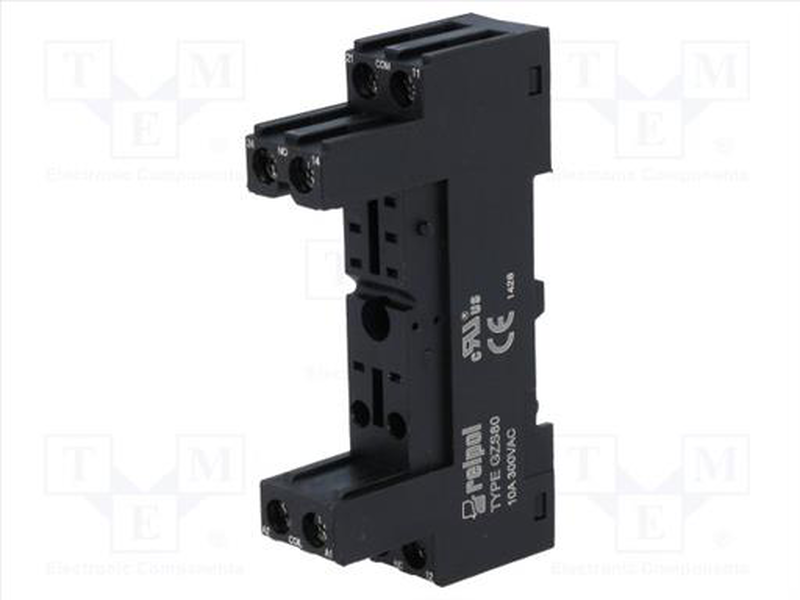 Relay base pin:8 12a 300vac mounting: din, on panel, , medium-null