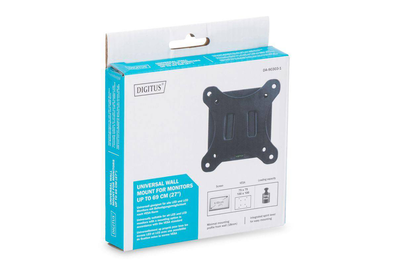 Digitus da-90303-1 universal ultra-slim fixed wall mount for led lcd monitors up to 32 inch 18kg black-null