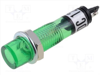 12vac  indicator neon lamp green 7.5mm, , medium