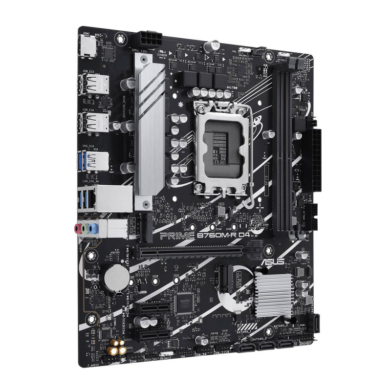 Asus prime b760m-r d4 micro-atx motherboard lga 1700 intel b760 ddr4 pcie 4.0 dual m.2 2.5GBe lan HDMI black-null