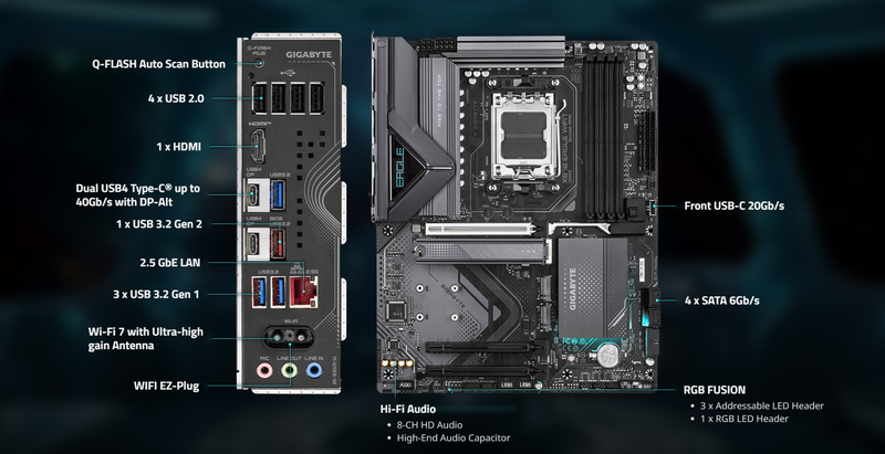 Gigabyte x870 eagle Wi-Fi7 am5 AMD motherboard, , medium-null