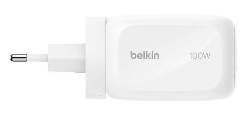 Belkin boostcharge pro power adapter gan 100 watt / pd 3.1/pps / 3 output connectors (2 x USB-c, USB) / white / with travel adapter kit, , medium-null