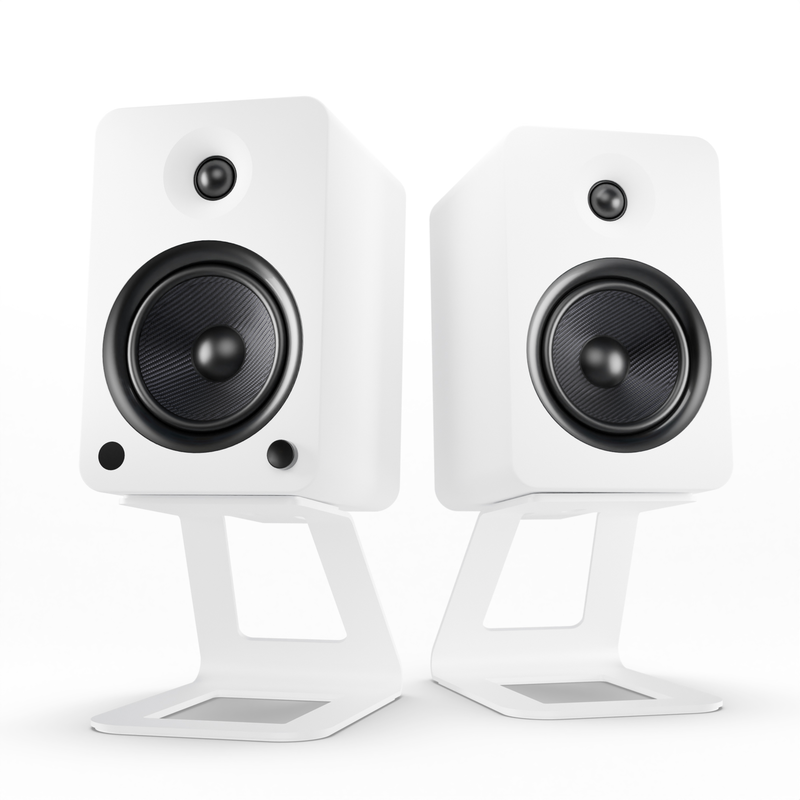 Kanto se6 elevated desktop speaker stands for large speakers - white, pair-null