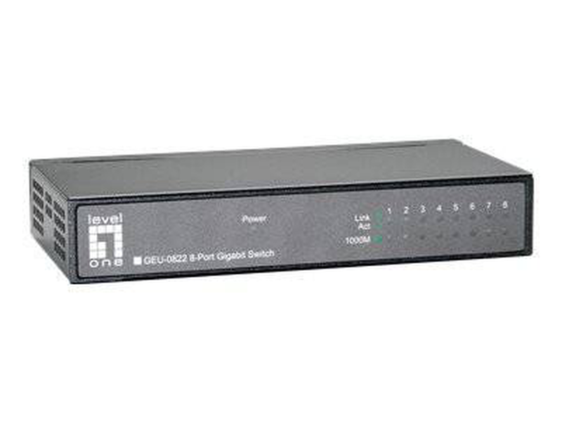 Levelone geu-0822 8-port gigabit unmanaged metal switch desktop plug and play-null
