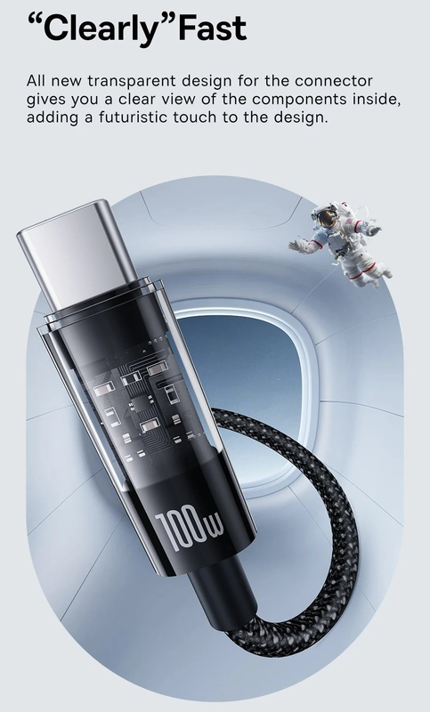 Baseus cable USB-c to USB-c gem series 100w 1.0m black, , medium-null