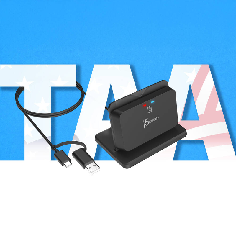 J5create jur261 USB smart card and cac reader stand iso 7816 emv taa compliant driver-free black jur261-n-null