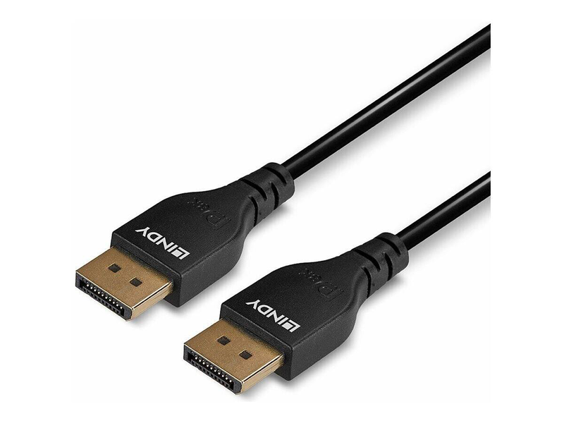 Lindy slim line - displayport cable - displayport (m) to displayport (m) - displayport 1.4 - 2 m - round, 4k60hz (3840 x 2160) support, 4k60hz (4096 x 2160) support, 4k144hz (3840 x 2160) support, 8k60hz (7680 x 4320) support, 1080p support 240hz, 2560 x-null